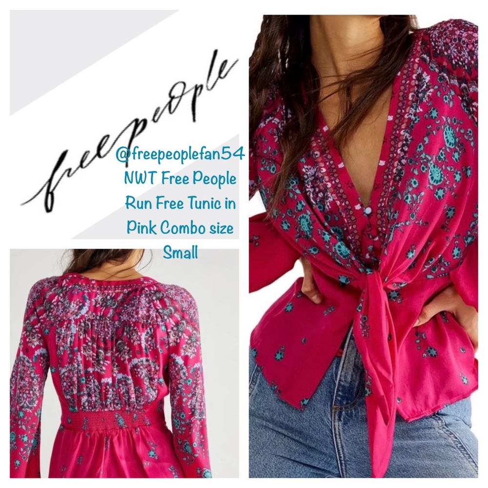 NWT Free People Run Free Tunic in Pink Combo - Small